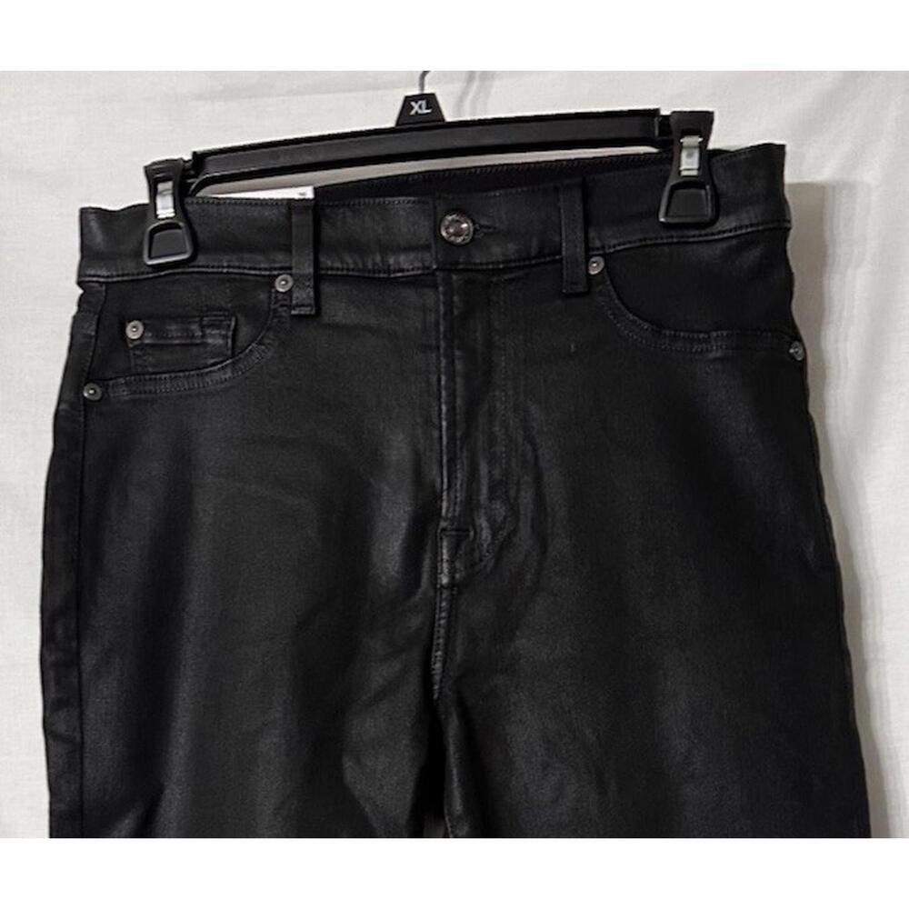 NWT 7 For All Mankind High Waist Slim Kick Womens Black Coated Jeans Size 29‎ - Picture 2 of 10